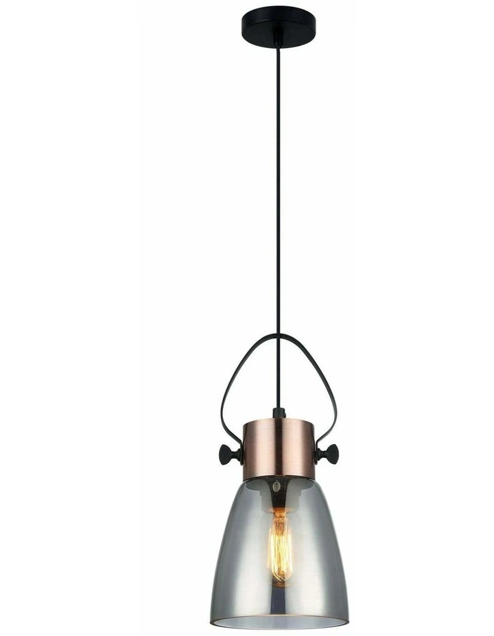 Fumoso Smokey Black Mirror Finish Glass Ellipse Shape Pendant Light image 1