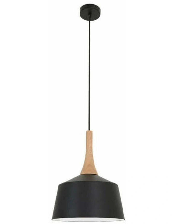 Nordic Modern Scandinavian Small Dome Shape Steel & Wood Pendant Lights image 1