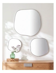 Sherwood Aurelia 3 Piece Pebble Mirror Set (17.5, 23.5, 36cm) in Silver