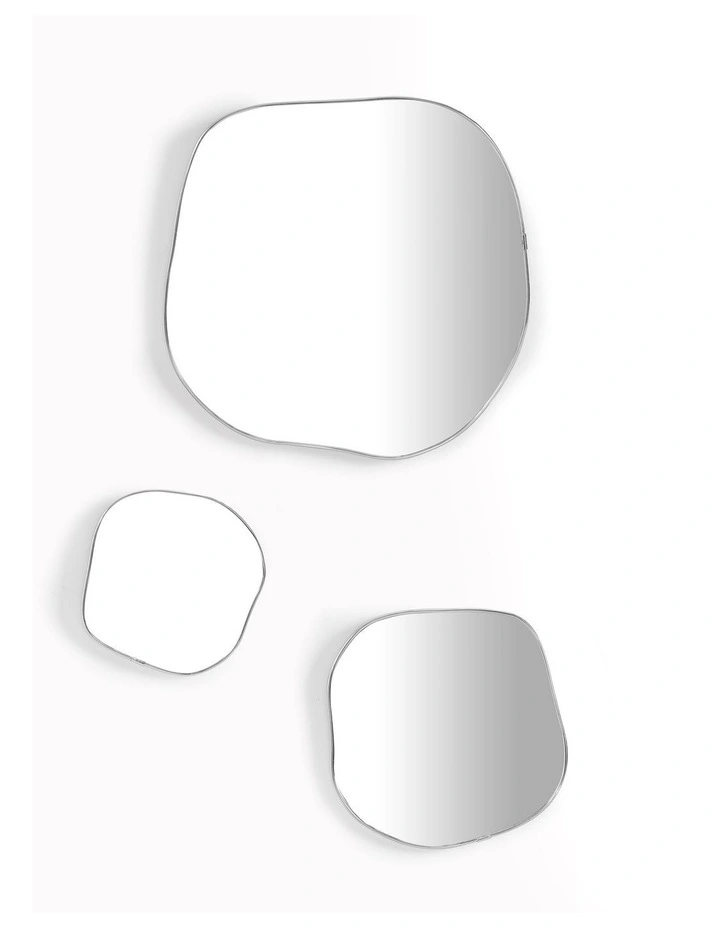Sherwood Aurelia 3 Piece Pebble Mirror Set (17.5, 23.5, 36cm) in Silver image 2