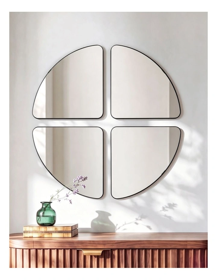 Sherwood Eclipse 4 Piece Window Wall Mirror Set 30x30cm in Black image 1