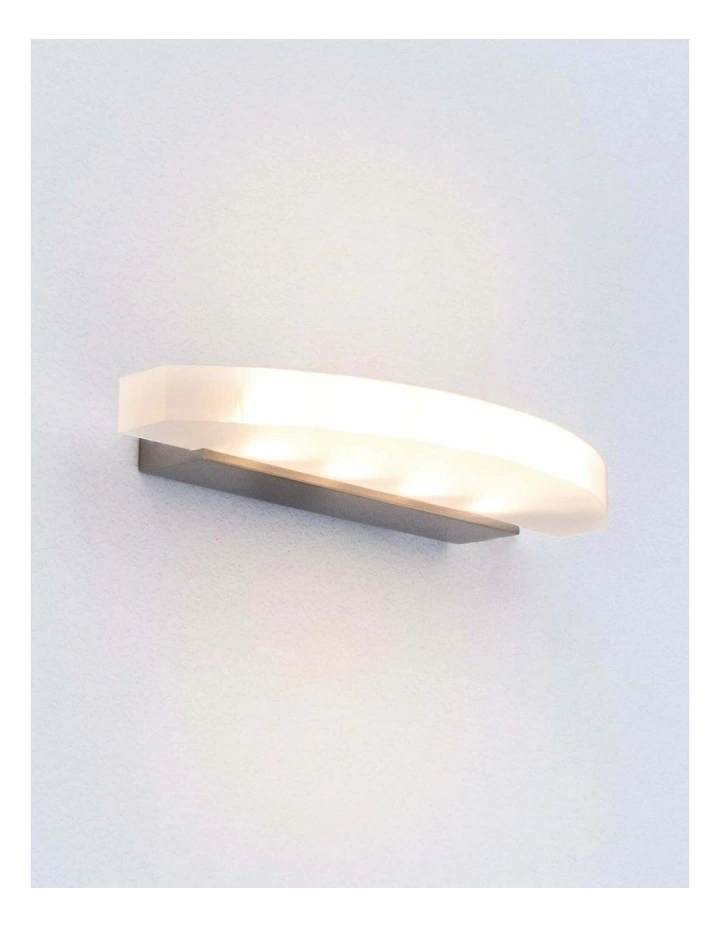 Sydney City Series LED Interior Satin Nickel Curved Frosted Diffuser Wall Light image 2