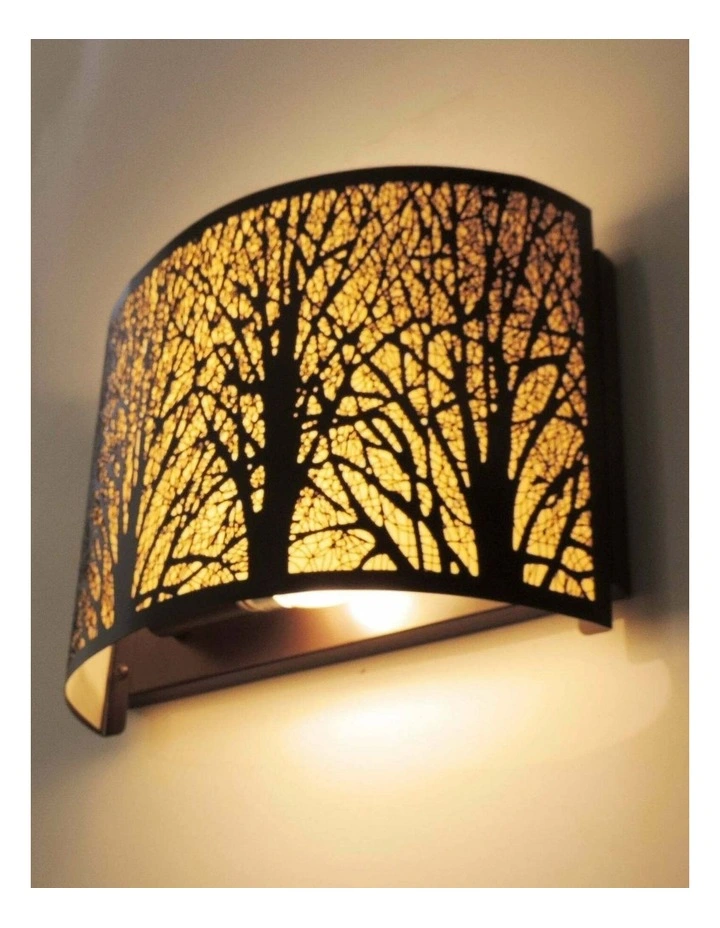 Autumn Curved Aged Bronze With Amber Lining Interior Wall Light image 2