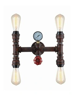 Steam Interior Aged Iron 4xPipe Wall Light