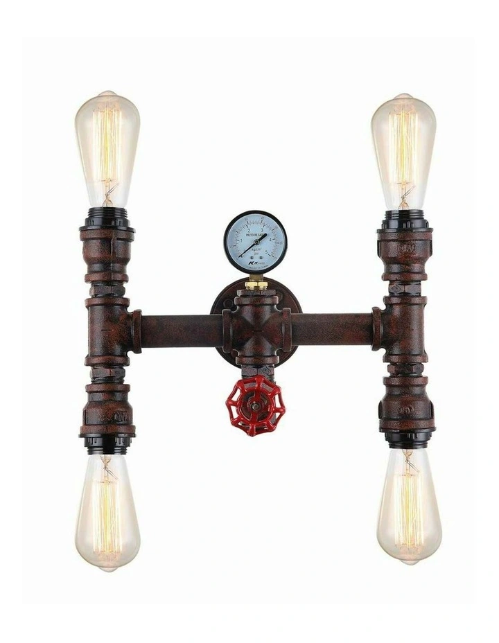 Steam Interior Aged Iron 4xPipe Wall Light image 1