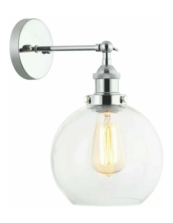 Pesini Interior Swing Arm Glass with Antique Brass/ Chrome Highlight Wall Lights image 2