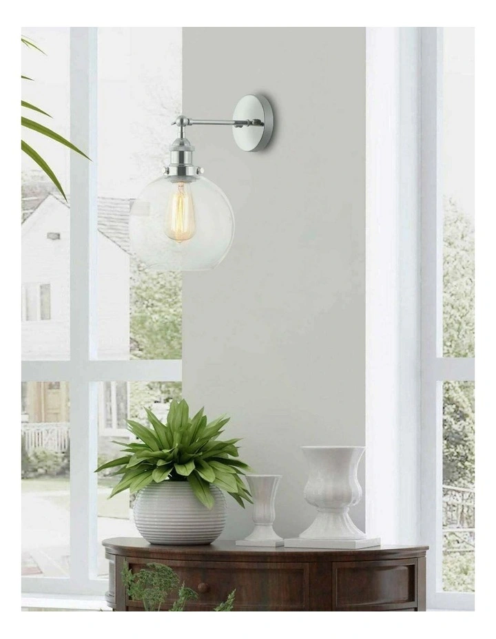 Pesini Interior Swing Arm Glass with Antique Brass/ Chrome Highlight Wall Lights image 3