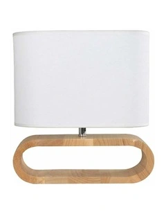 Lotus Blonde / Dark Wood Cloth Shade Table Lamps