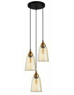 Jerez Bronze Amber/ Smokey Black Ellipse Glass Flat Top Pendant Lights
