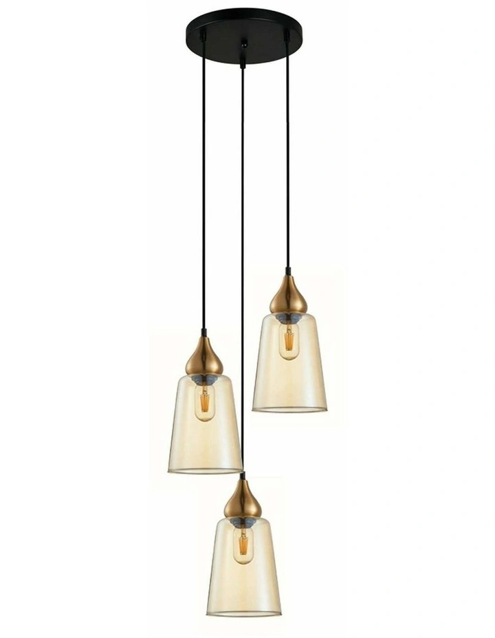 Jerez Bronze Amber/ Smokey Black Ellipse Glass Flat Top Pendant Lights image 1