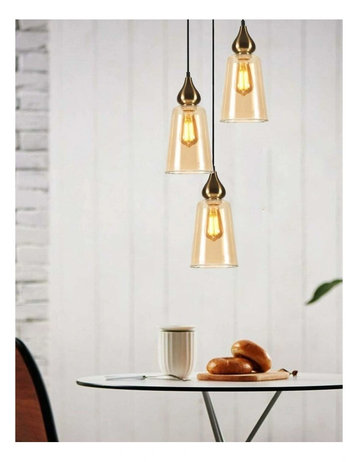 Jerez Bronze Amber/ Smokey Black Ellipse Glass Flat Top Pendant Lights image 4