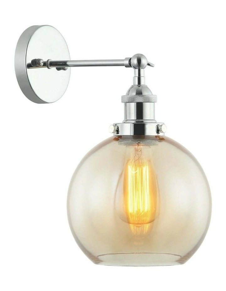 Pesini Interior Swing Arm Glass with Antique Brass/ Chrome Highlight Wall Lights image 2
