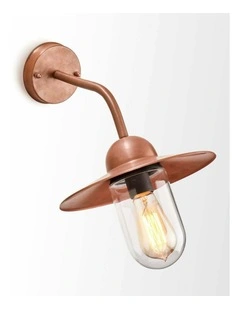 Deksel Matte Aged Copper Exterior Wall Lamp With Clear Glass IP54