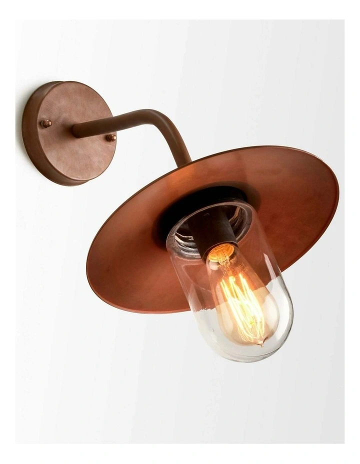 Deksel Matte Aged Copper Exterior Wall Lamp With Clear Glass IP54 image 2