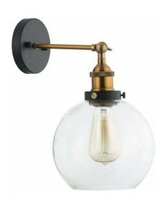 Pesini Interior Swing Arm Glass with Antique Brass/ Chrome Highlight Wall Lights
