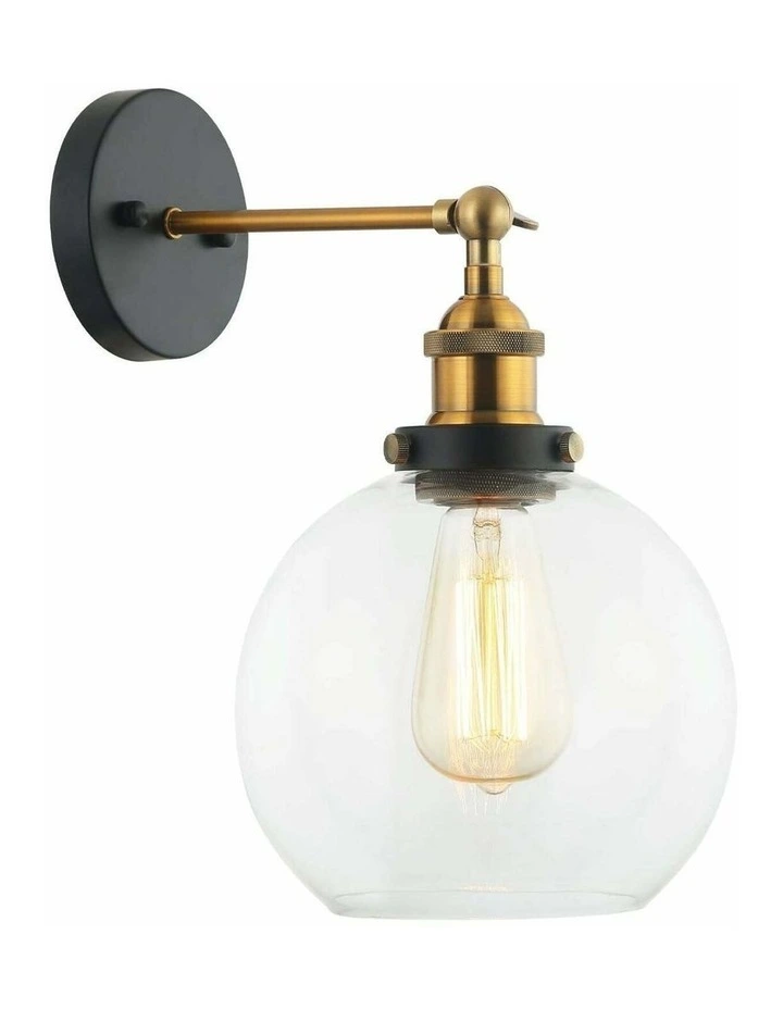 Pesini Interior Swing Arm Glass with Antique Brass/ Chrome Highlight Wall Lights image 2