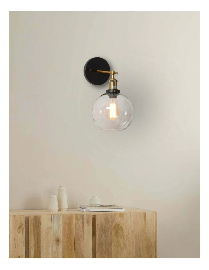 Pesini Interior Swing Arm Glass with Antique Brass/ Chrome Highlight Wall Lights image 3