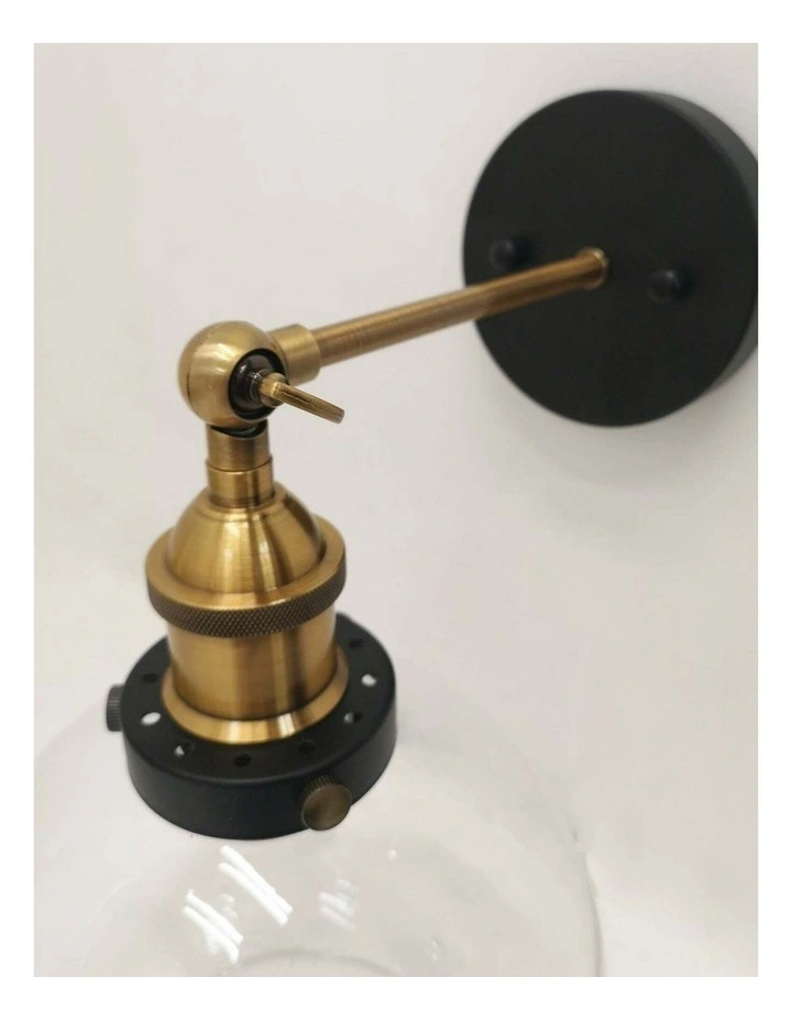 Pesini Interior Swing Arm Glass with Antique Brass/ Chrome Highlight Wall Lights image 5