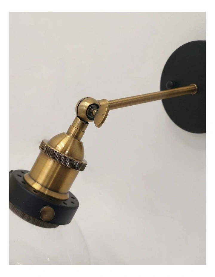 Pesini Interior Swing Arm Glass with Antique Brass/ Chrome Highlight Wall Lights image 6