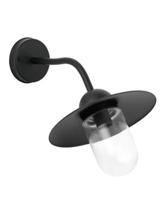 Deksel Industrial Matte Black Exterior Wall Light With Clear Glass IP54