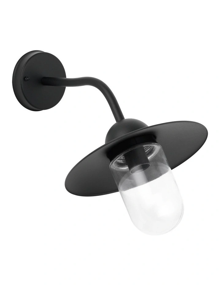 Deksel Industrial Matte Black Exterior Wall Light With Clear Glass IP54 image 1