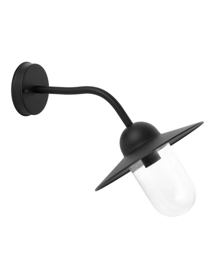 Deksel Industrial Matte Black Exterior Wall Light With Clear Glass IP54 image 2