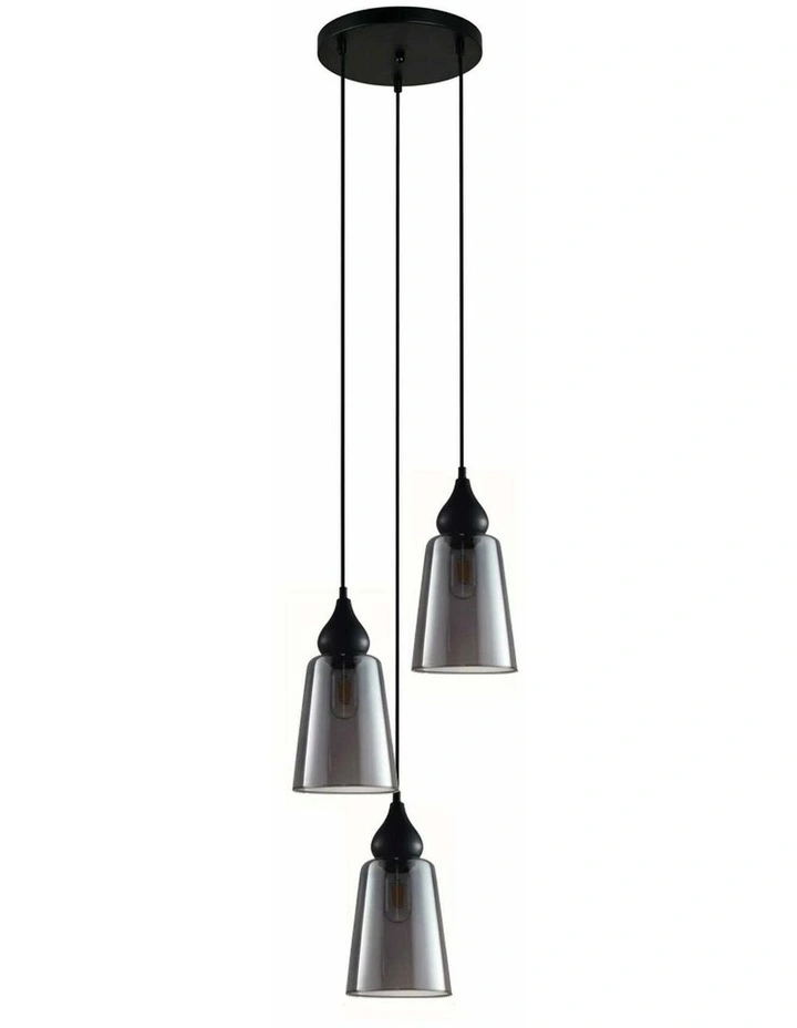 Jerez Bronze Amber/ Smokey Black Ellipse Glass Flat Top Pendant Lights image 1