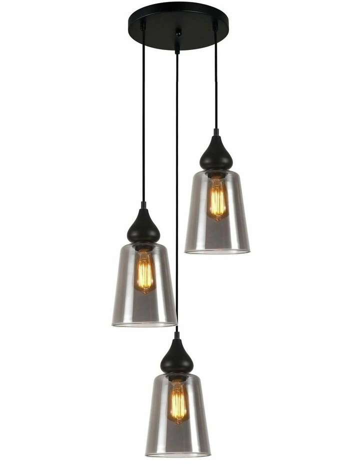 Jerez Bronze Amber/ Smokey Black Ellipse Glass Flat Top Pendant Lights image 2