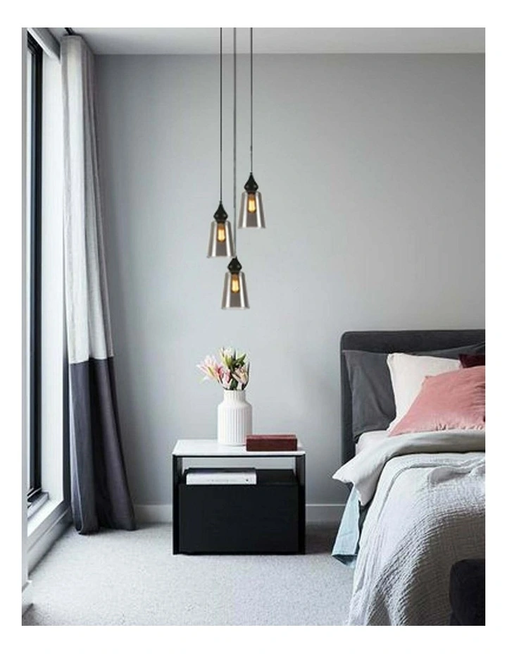 Jerez Bronze Amber/ Smokey Black Ellipse Glass Flat Top Pendant Lights image 3