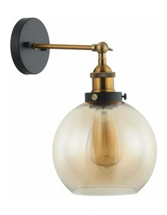 Pesini Interior Swing Arm Glass with Antique Brass/ Chrome Highlight Wall Lights