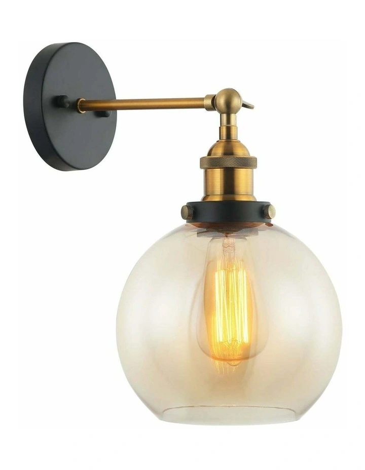 Pesini Interior Swing Arm Glass with Antique Brass/ Chrome Highlight Wall Lights image 2