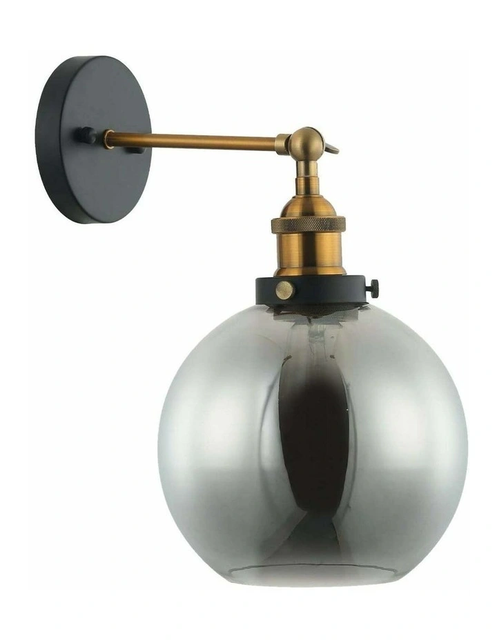 Pesini Interior Swing Arm Glass with Antique Brass/ Chrome Highlight Wall Lights image 1