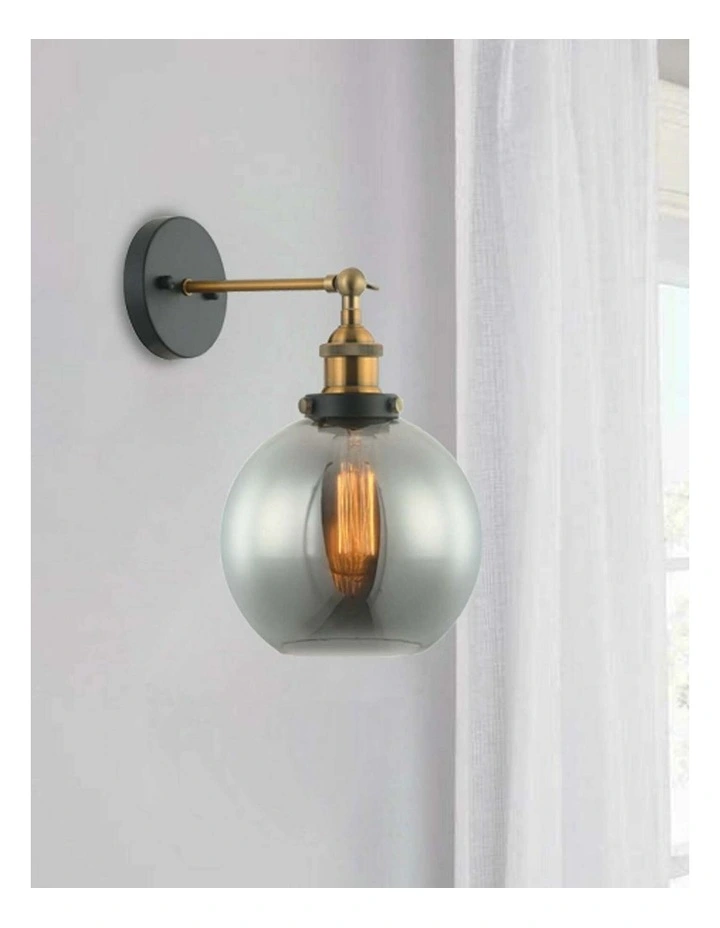 Pesini Interior Swing Arm Glass with Antique Brass/ Chrome Highlight Wall Lights image 3