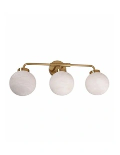 Palla Interior Triple Sphere Alabaster with Brass Highlight Round Base Wall Light