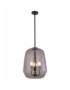 Cuad Interior Smokey Black Round Pyramid Glass Shade Pendant Light