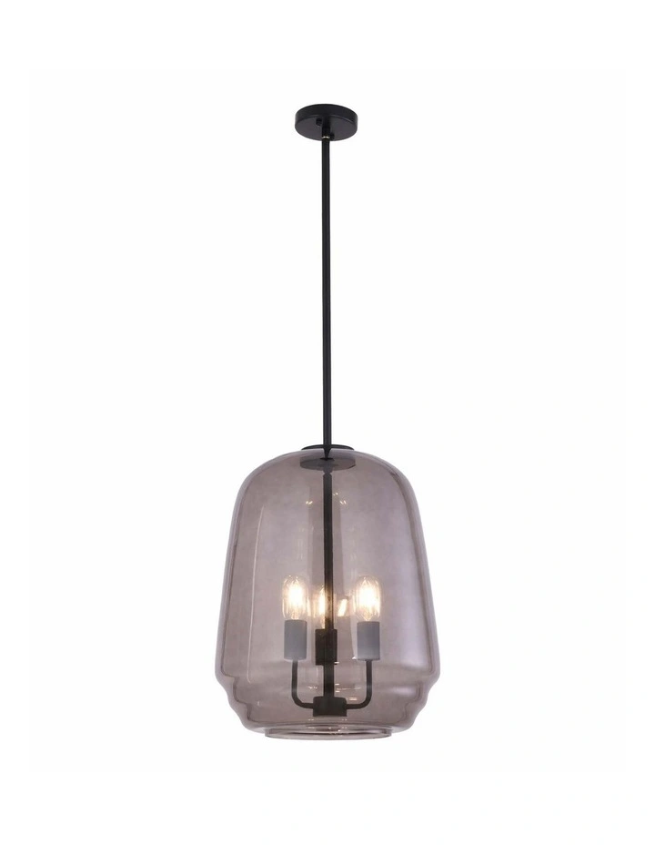 Cuad Interior Smokey Black Round Pyramid Glass Shade Pendant Light image 1