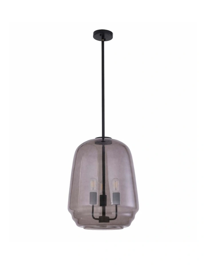 Cuad Interior Smokey Black Round Pyramid Glass Shade Pendant Light image 2