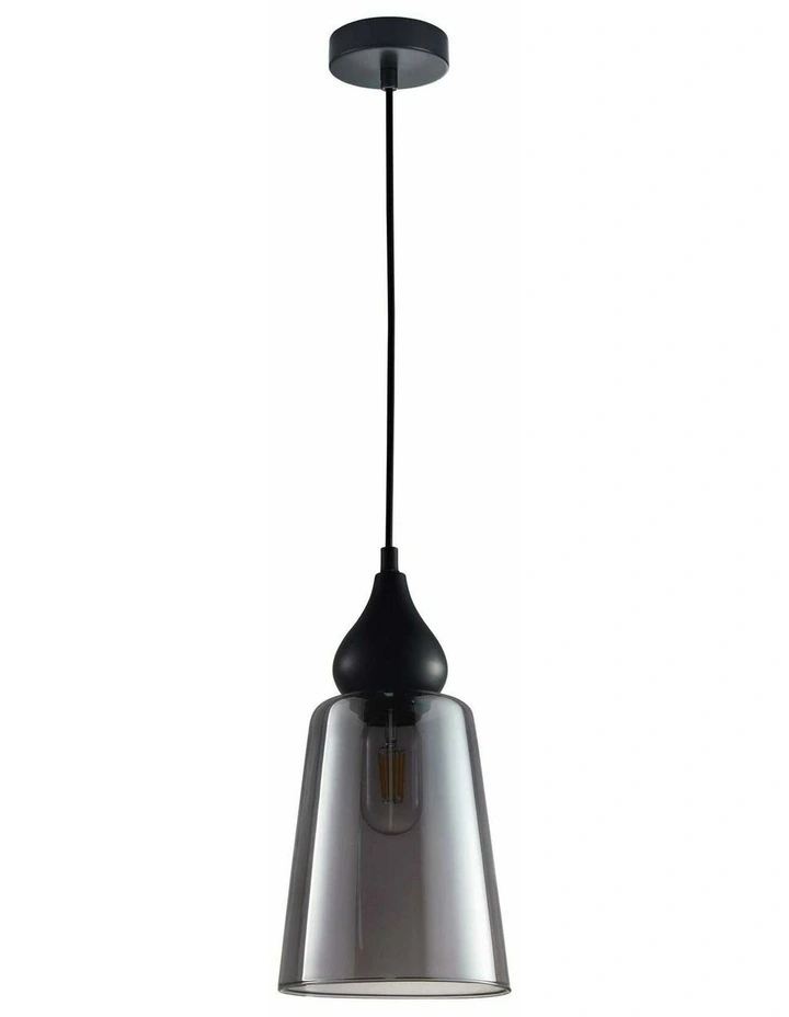 Jerez Modern Bronze Amber / Smokey Black Ellipse Glass Flat Top Pendant Lights image 2