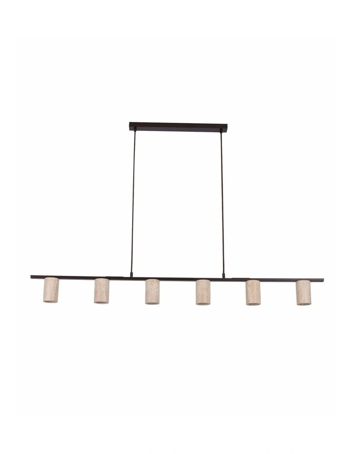 Tuberia Interior Linear Bar with Beige Travertine Tubular Shade Pendant Light image 1