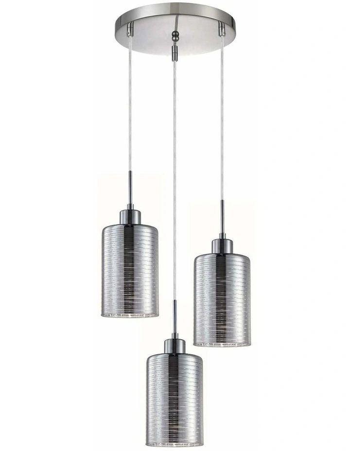 Espejo Interior Iron & Chrome Oblong Glass with Line Effect Pendant Lights image 1