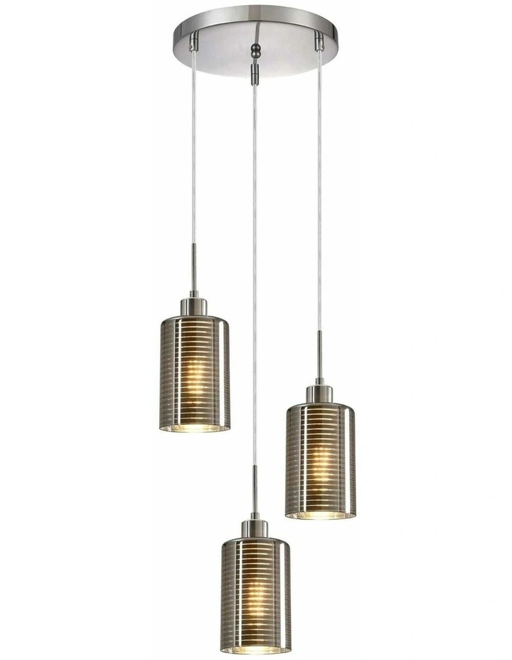 Espejo Interior Iron & Chrome Oblong Glass with Line Effect Pendant Lights image 2