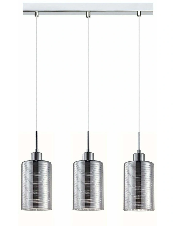 Espejo Interior Iron & Chrome Oblong Glass with Line Effect Pendant Lights image 1