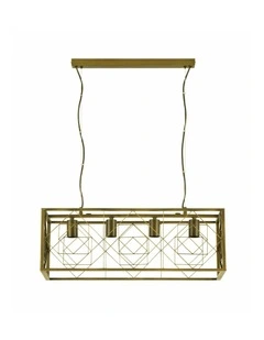 Gaggia Interior Rectangular Imitation Antique Brass Cage Pendant Light
