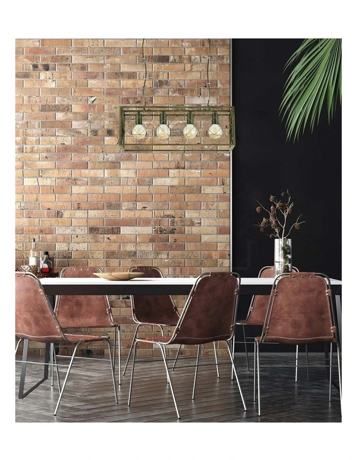 Gaggia Interior Rectangular Imitation Antique Brass Cage Pendant Light image 3