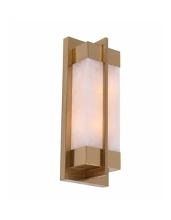 Puente Interior Rectangular Marble with Brass Highlight Wall Light