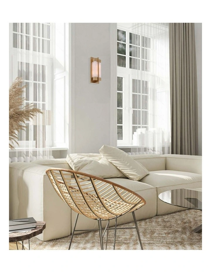 Puente Interior Rectangular Marble with Brass Highlight Wall Light image 4