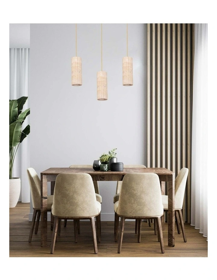Sagitta Interior Oblong Beige Travertine with Brass Highlight Pendant Light image 3