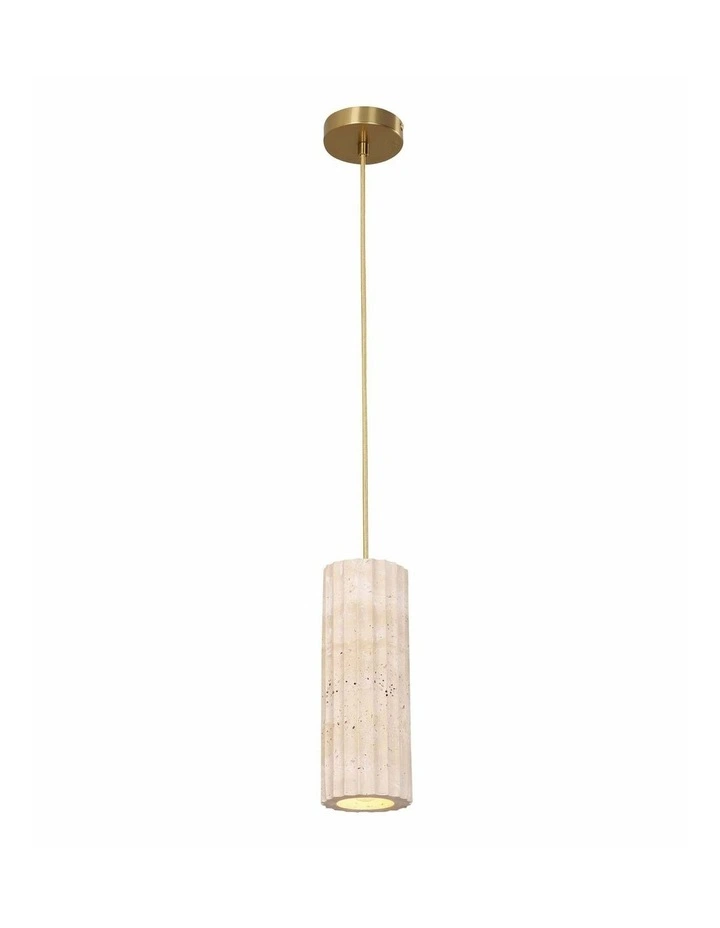 Sagitta Interior Oblong Beige Travertine with Brass Highlight Pendant Light image 4