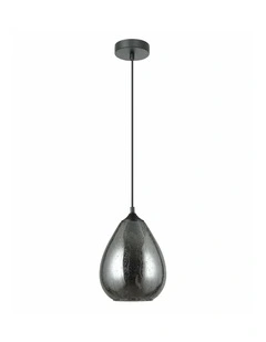 Chuva Smokey Black Mirror Finish Glass with Rain Drop Effect Oval Pendant Light