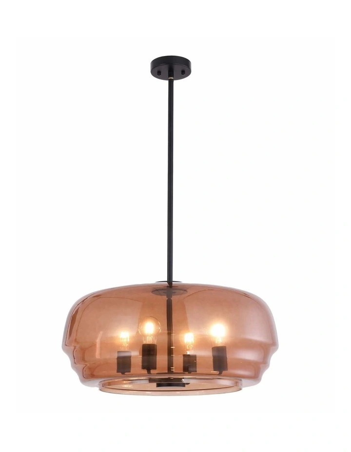 Cuad Interior Amber Flat Top Dome Glass Shade Pendant Light image 1